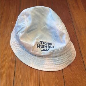 White Bucket Hat with Embroidered Logo